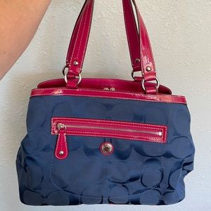 Navy blue and pink Coach purse